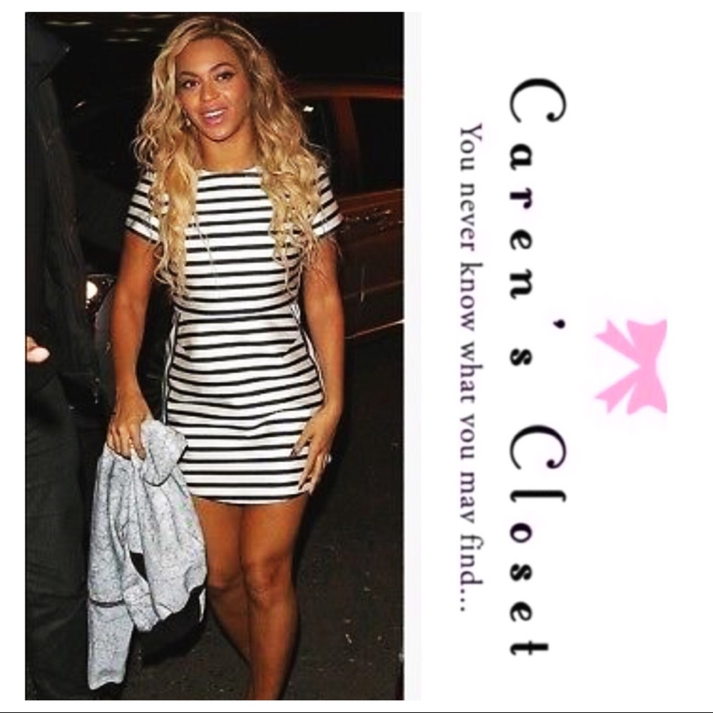 NWOT Top Shop Navy & Cream Satin Stripe Mini Dress - Picture 3 of 8